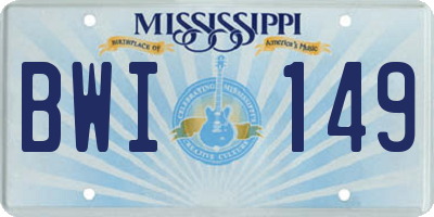 MS license plate BWI149
