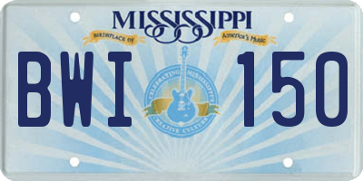 MS license plate BWI150