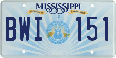 MS license plate BWI151