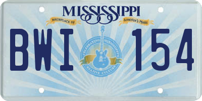 MS license plate BWI154