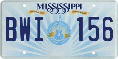 MS license plate BWI156