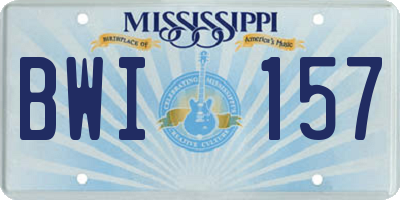 MS license plate BWI157