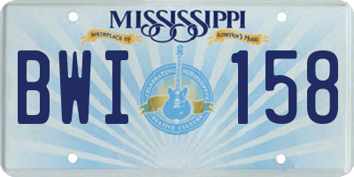 MS license plate BWI158