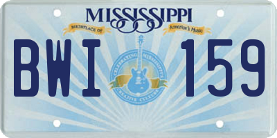 MS license plate BWI159