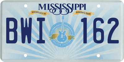 MS license plate BWI162