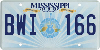 MS license plate BWI166