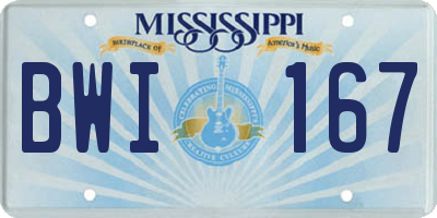 MS license plate BWI167