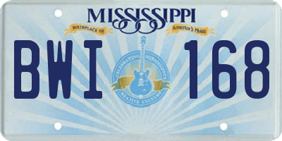 MS license plate BWI168