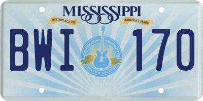 MS license plate BWI170