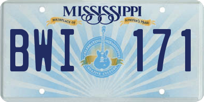 MS license plate BWI171
