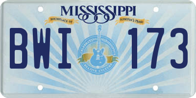 MS license plate BWI173