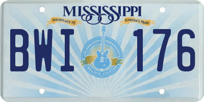 MS license plate BWI176