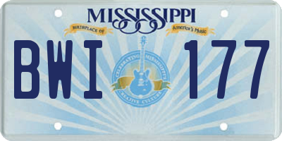 MS license plate BWI177