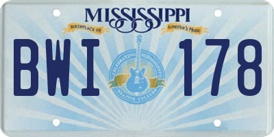 MS license plate BWI178
