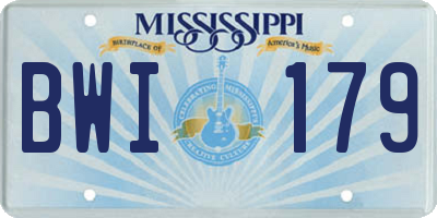 MS license plate BWI179