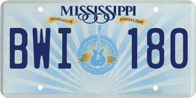 MS license plate BWI180