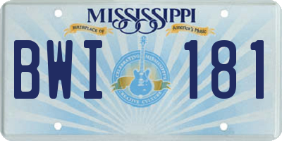 MS license plate BWI181