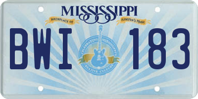 MS license plate BWI183