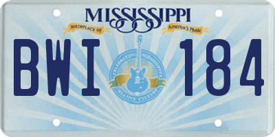 MS license plate BWI184
