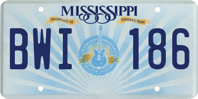 MS license plate BWI186