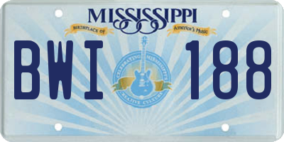 MS license plate BWI188
