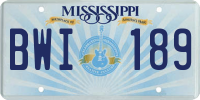 MS license plate BWI189