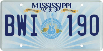 MS license plate BWI190