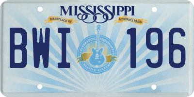 MS license plate BWI196