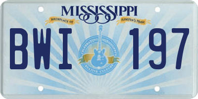 MS license plate BWI197