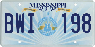 MS license plate BWI198
