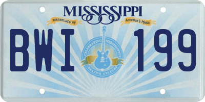 MS license plate BWI199
