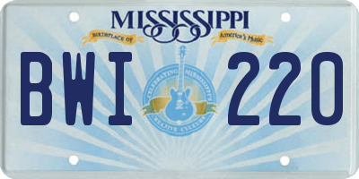 MS license plate BWI220