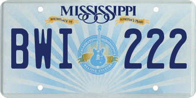 MS license plate BWI222