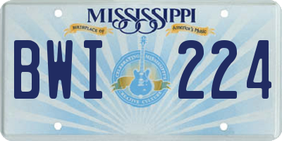 MS license plate BWI224