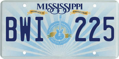 MS license plate BWI225