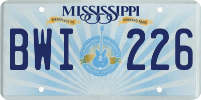 MS license plate BWI226