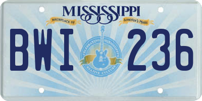 MS license plate BWI236