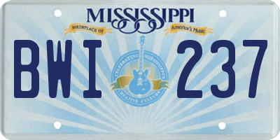 MS license plate BWI237
