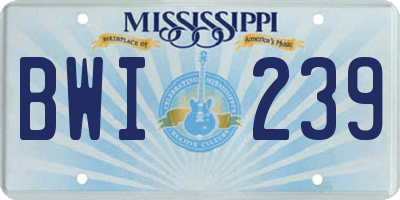 MS license plate BWI239
