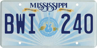 MS license plate BWI240