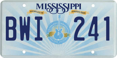 MS license plate BWI241