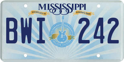MS license plate BWI242