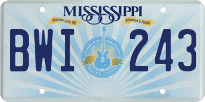 MS license plate BWI243