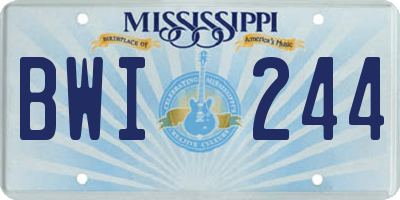 MS license plate BWI244