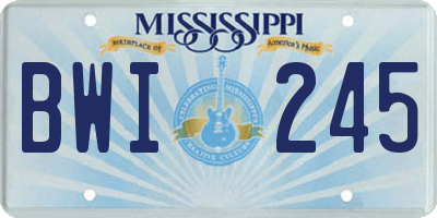 MS license plate BWI245