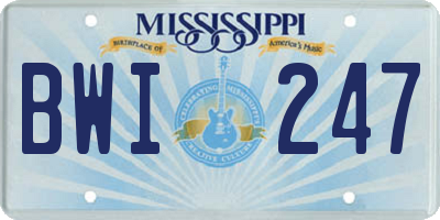 MS license plate BWI247