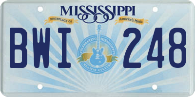 MS license plate BWI248