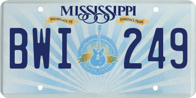MS license plate BWI249