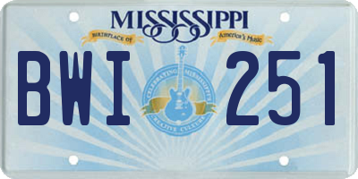 MS license plate BWI251