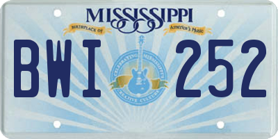 MS license plate BWI252